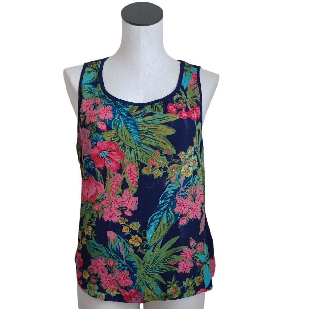 Anthropologie Postmark‎ Tank Top Womens Medium Lille Blue Floral Palm Print